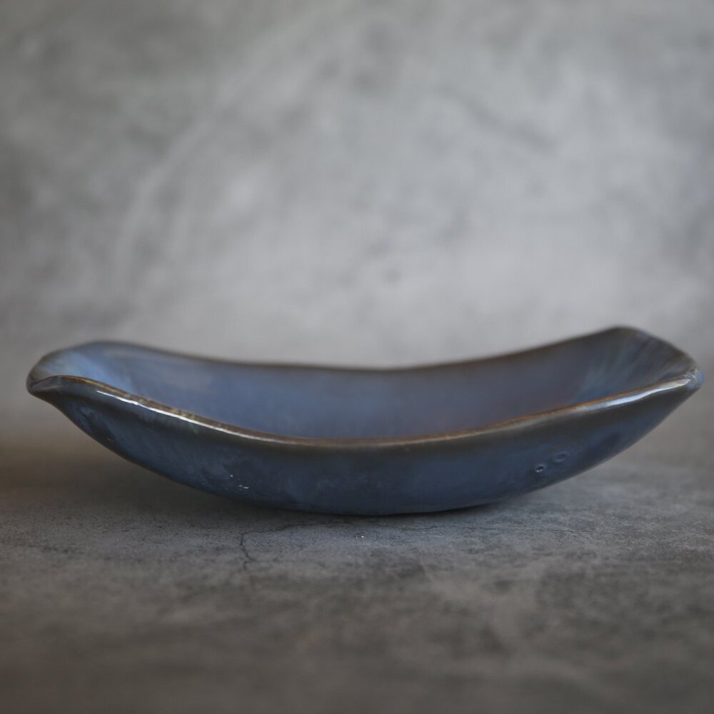 NS Artisan Signed Blue Pottery Dish